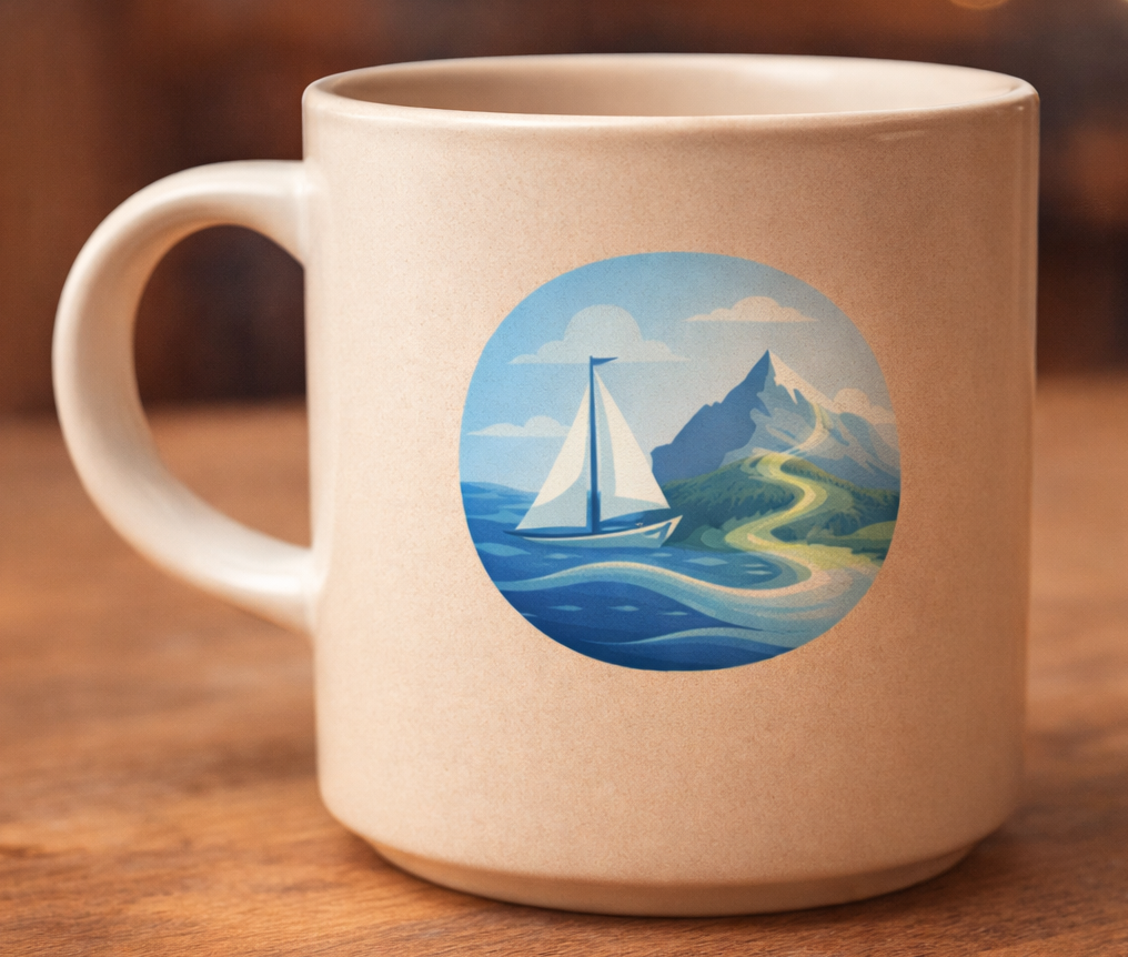 Kaffekopp med Tides & Trails-motiv